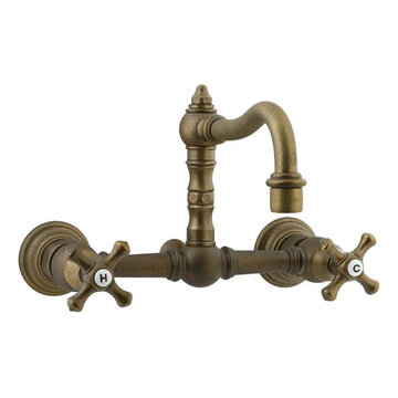 Cifial Highlands Double Cross Handle Widespread Wall Mount Bathroom Faucet in Ag