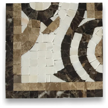 Marble Mosaic Border Decorative Tile Garden Emperador 4.7x4.7 Polished, 1 piece