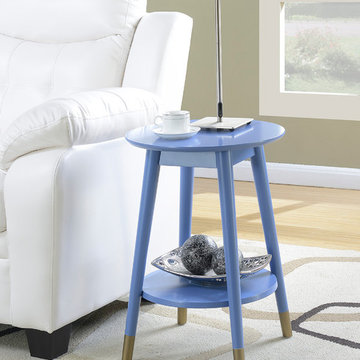 Wilson Mid Century Round End Table with Bottom Shelf