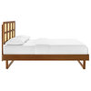 Sidney Cane and Wood Full Platform Bed With Angular Legs