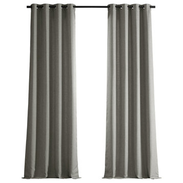 Italian Faux Linen Grommet Curtain Single Panel, Taupe Grey, 50w X 108l