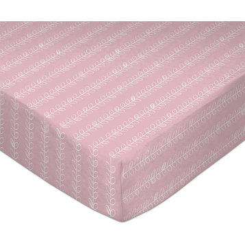 Crib Fitted Sheet, Pink Vines