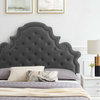 Tufted Platform Bed Frame, Queen Size, Velvet, Gray, Modern Contemporary