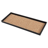 Natural & Recycled Rubber Boot Tray with Black & Ivory Diamond Coir Insert, Size: 34.5 inch x 14 inch