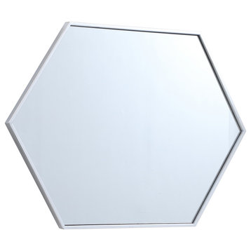 Home Living Metal Frame Hexagon Mirror, Silver, 24"
