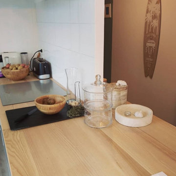 Plan de travail cuisine en frêne olivier massif