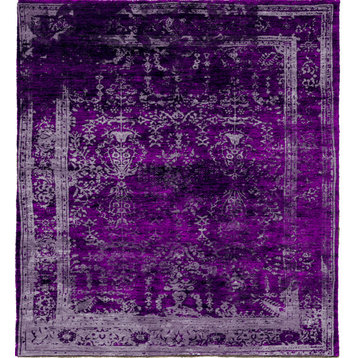 Quadrant III Traditional Silk and Wool Rug, 10' Square
