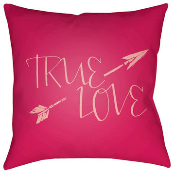 True Love by Surya Poly Fill Pillow, Pink, 18' x 18'