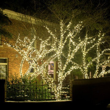 Outdoor string lights on patio in Nashville, TN