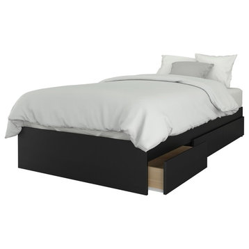 Nexera 3-Drawer Bed, Black, Twin