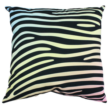 Zebra Print Decorative Pillow, 16x16, Pastel Gradient/Black