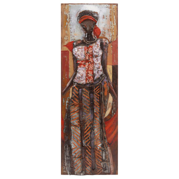 "Elegance" Primo Mixed Media Hand Painted Iron Woman Wall Sculpture, 20"x 60"