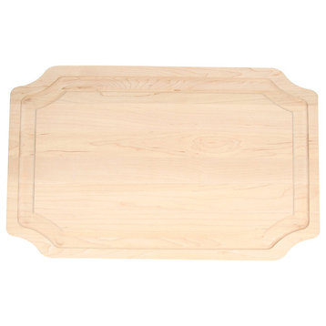 BigWood Boards Large Scalloped Carving Board with Juice Well, Maple, 15" x 24"