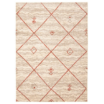 eCarpetGallery Moroccan Style, Ivory/Red Carpet, 3'11" x 5'7"