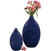 Cobalt Blue Glaze Ceramic Vases (Set of 2), Ceramic Cobalt Blue Glaze, Tall