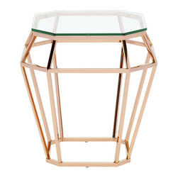 Nuevo Rose Gold Diamond Side Table - Dining Tables
