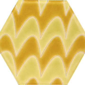 Sisters Ceramic Tile Collection, Hexagon-Squiggle Indian Summer