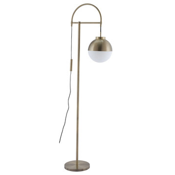 Zuo Waterloo Floor Lamp in White and Brushed Brass