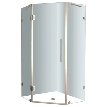 Neoscape 34"x34"x72" Completely Frameless Neo-Angle Shower Enclosure, Stainless