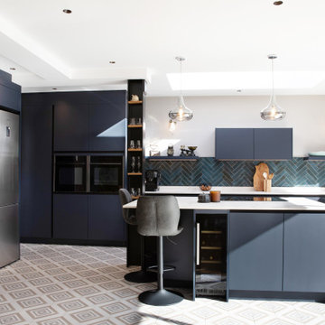 Contemporary Open-Plan Pronorm Kitchen in Dark Cement, North London
