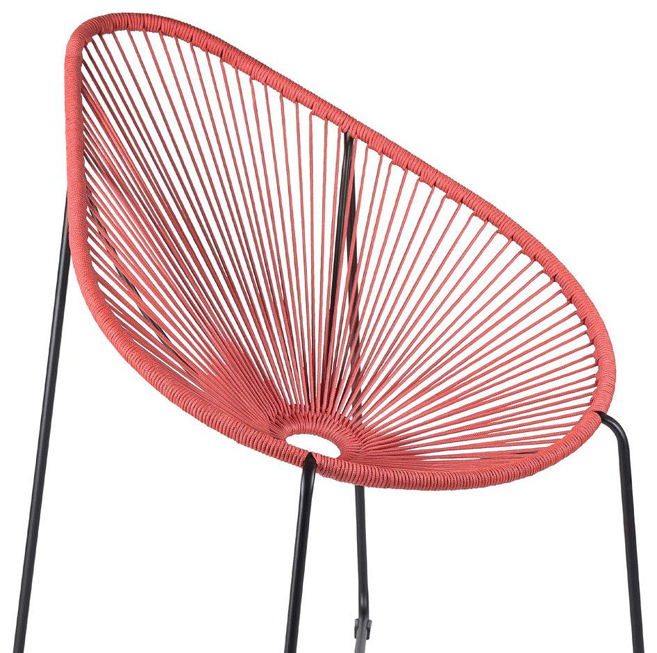 thumbnail image 2 of Acapulco Indoor Outdoor Steel Papasan Lounge Chair With Black Rope – Armen Living 2 of 14