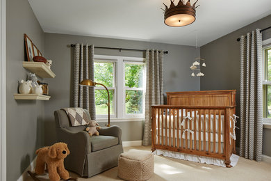 Inspiration for a transitional nursery remodel in Minneapolis