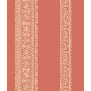 Brynn Coral Paisley Stripe Wallpaper Bolt