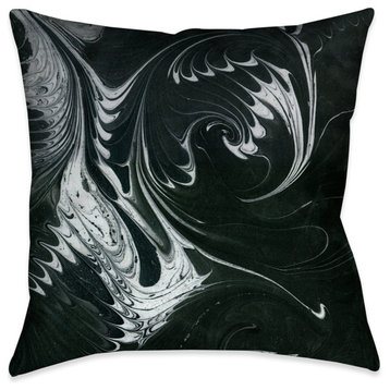 Black White Marble Outdoor Decorative Pillow, 18"x18"