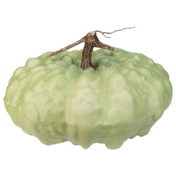 10.5" Green Textured Pumpkin Fall Harvest Table Top Decoration