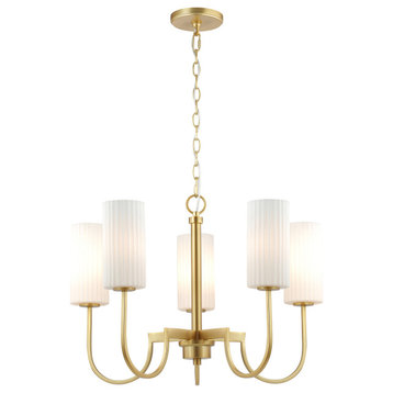Town and Country 5-Light Chandelier, Satin Brass