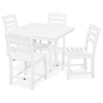 POLYWOOD La Casa Cafe 5-Piece Farmhouse Side Chair Dining Set, White