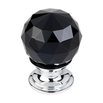 Black Crystal Knob 1 1/8" w/ Polished Chrome Base