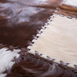 Modern Handmade Cowhide Patchwork Hallway & Stair Runner, Brown White, 6'2"x3'0" - Hall And Stair Runners