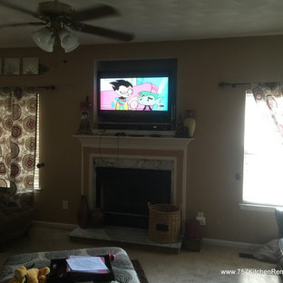 Barn door style slides for hiding tv