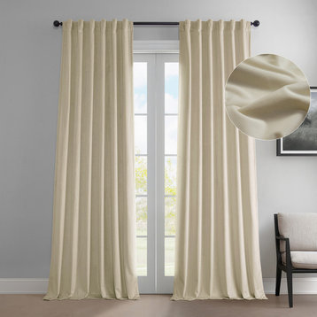 Heritage Plush Velvet Curtain Single Panel, Au Lait Creme, 50"x96"