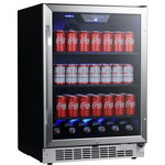 EdgeStar - EdgeStar CBR1502SG 24"W 142 Can Built-In Beverage Cooler - Stainless Steel - Features: Included tempered glass shelves allow you to neatly store up to 142 twelve ounce cans Rubber Bushing Installed Compressor: Compressor-based cooling produces results that other units just can&#39;t compete with, bring your beverages to the perfect temperature quickly -- rubber bushings dampen the usual noisy hum produced by many other coolers Fan circulated cooling is less likely to produce cold spots than plate-cooled units and, you guessed it, this unit features fan circulated cooling so you know your beverages will all receive equal treatment LED lighting casts your beverages in an appealing glow and makes it easy to find what will quench your thirst A twenty-four inch width makes this a perfect solution for those mid-size undercounter installations Door Reversal: This unit is shipped right-handed but you can reverse the door to better accommodate your space The black-dotted door tint prevents UV light from entering the unit and damaging your tasty beverages 38 - 65°F temperature range makes this unit perfect for a wide variety of different beverages For Built-In installations, please allow a minimum of 1" to 2" of clearance at the back for proper ventilation and service access. Unit must be installed in an area protected from the elements, (wind, rain, etc.), and that allows unit to be pulled forward for servicing. (See Owner&#39;s Manual for more details) Manufacturer Warranty: 1 Year Labor, 1 Year Parts Specifications: Width: 23-1/2" Height: 33-1/2" Depth: 22-1/2" (24-5/16" w/ handle) Installation Type: Built-In or Free Standing Can Capacity (12 oz.): 142 Bulb Type: LED Defrost Type: Automatic Door Alarm: Yes Door Lock: Yes Reversible Door: Yes With Casters: No Delivery: The Shipping company will contact you to arrange a delivery appointment as a signature is required. Please ensure the correct phone number is provided in your shipping information when placing this order. Item(s) will be delivered to the front of your home or business.