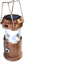 Solar Powered Camping Lantern, Solar LED Camp Light & Handheld Flashlight, Gold