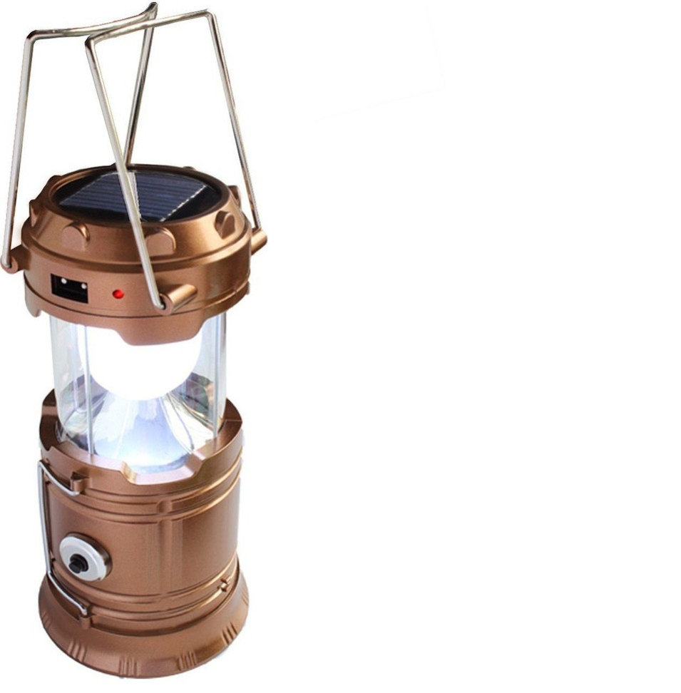 Solar Powered Camping Lantern, Solar LED Camp Light & Handheld Flashlight, Gold