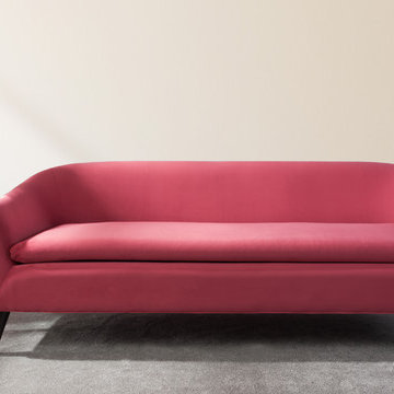 Lia Mid-Century Modern Sofa. Garnet Rose