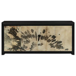 Currey & Company - Karlson Credenza - This chic credenza features calligraphy-style ink blots on a natural vellum wrap. Even with a TV on the tabletop, this modern piece will take center stage.