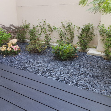 Terrasse composite et paillage ardoise