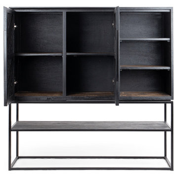 Charcoal Wooden 3-Shelf Cabinet, dBodhi Karma