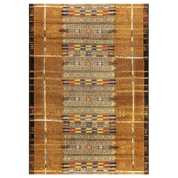 Marina Tribal Stripe Indoor/Outdoor Rug, Gold, 4'10"x7'6"