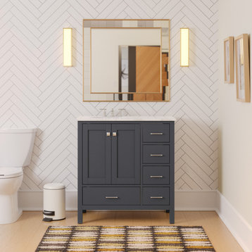 Horizon 36" Bathroom Vanity, Marine Gray, Engineered Carrara