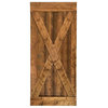 Stained Solid Pine Wood Sliding Barn Door, Walunt, 36"x84", X Series