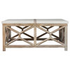 Open Light Weathered Wood Coffee Table Stone Top X Natural Minimalist Square