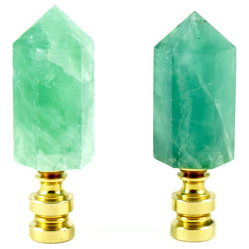 Green Fluorite Lamp Finials, Set of 2