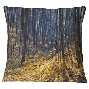 Thick Autumn Forest Woods Oversized Forest Throw Pillow, 18"x18"