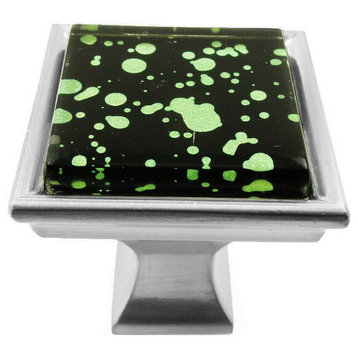 Black Green Enigma Crystal Glass Brushed Nickel Madison Classic Knob