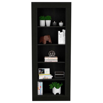 Melbourne Bookcase with 5 Open Shelves and Frame, Black